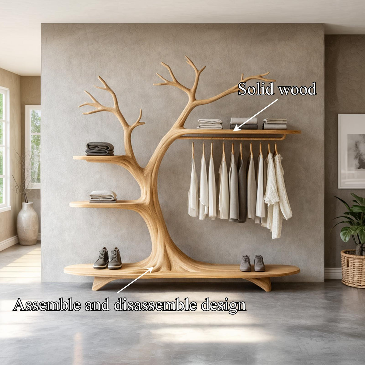Minimalist Tree Coat Rack Scandinavian Hallway