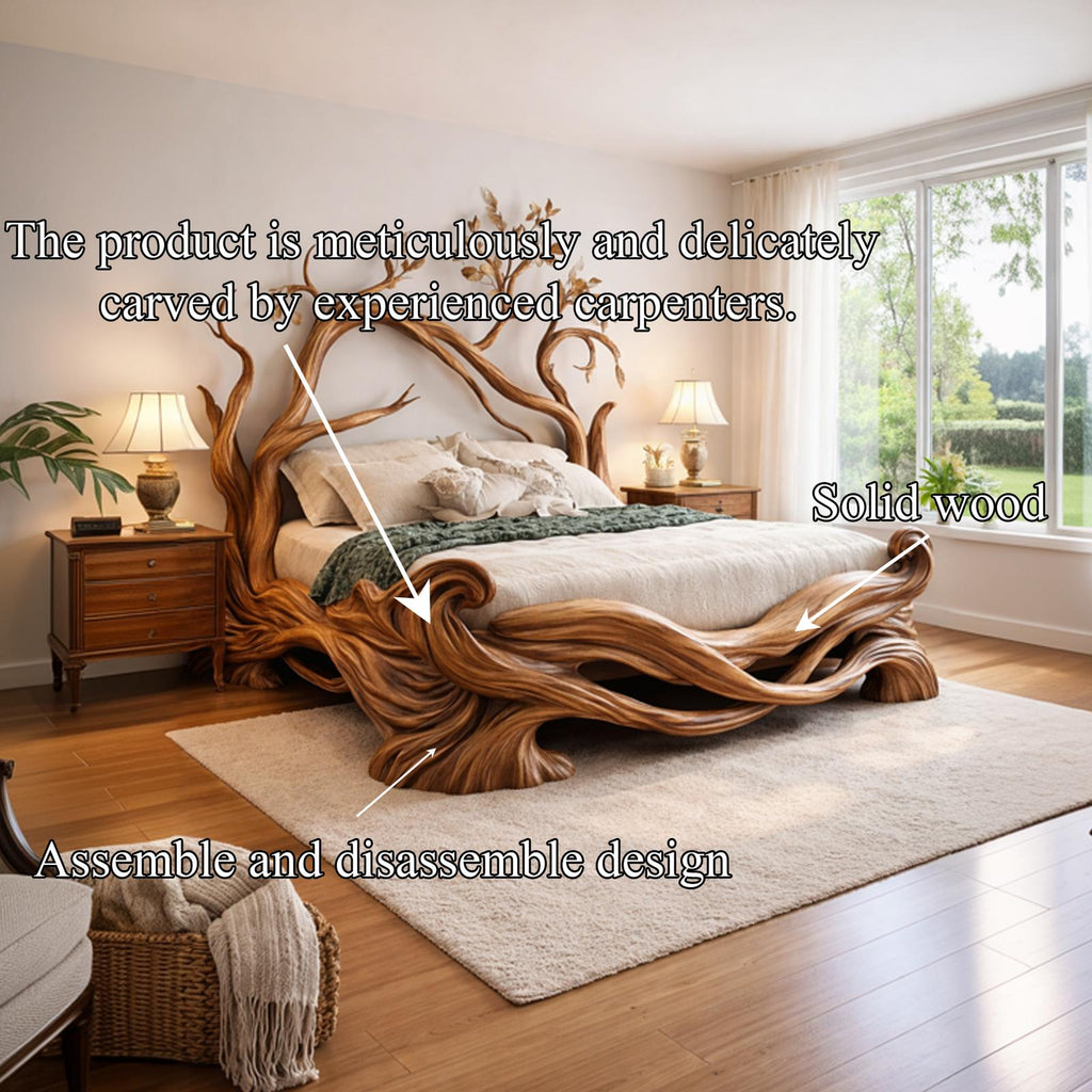 Rustic Natural Timber Bed Bedroom SINLKIWB087