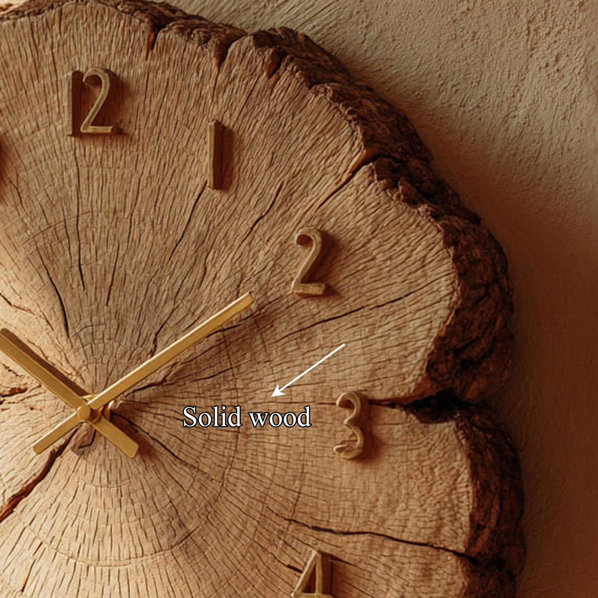 Rustic Solid Wood Slice Wall Clock, Unique Handcrafted Tree Branch Clock for Study Room & Office, Model