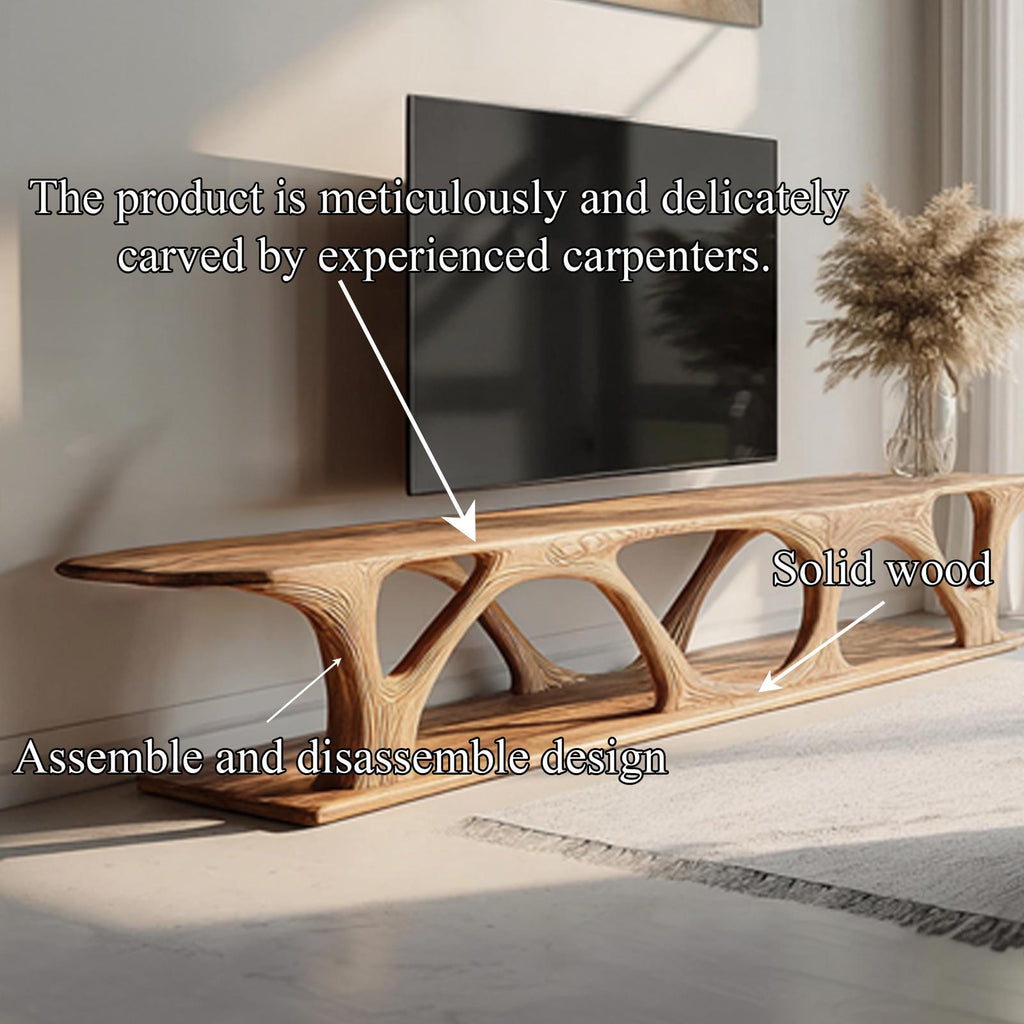 Organic Modern Wood TV Console Table, Handcrafted Media Stand Entertainment Center Sideboard for Living Room Decor