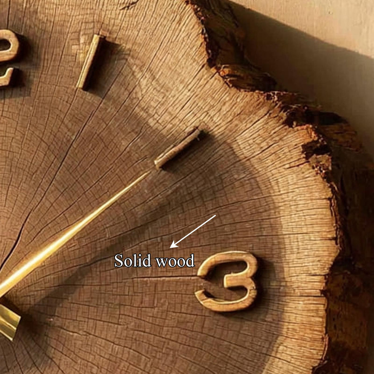 Rustic Natural Handcrafted Wood Wall Clock, Decorative Tree Slice Silent Clock for Office & Living Room