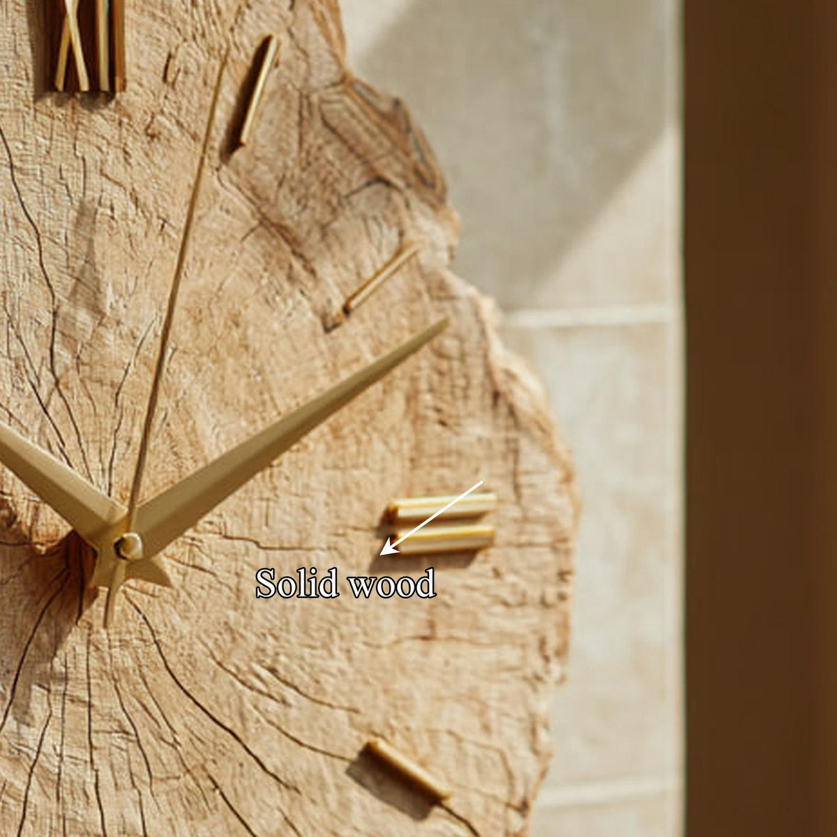 Spry Interior Rustic Organic Wood Wall Clock, Large Handcrafted Live Edge Tree Slice Silent Clock for Living Room, Model SINLKICK011