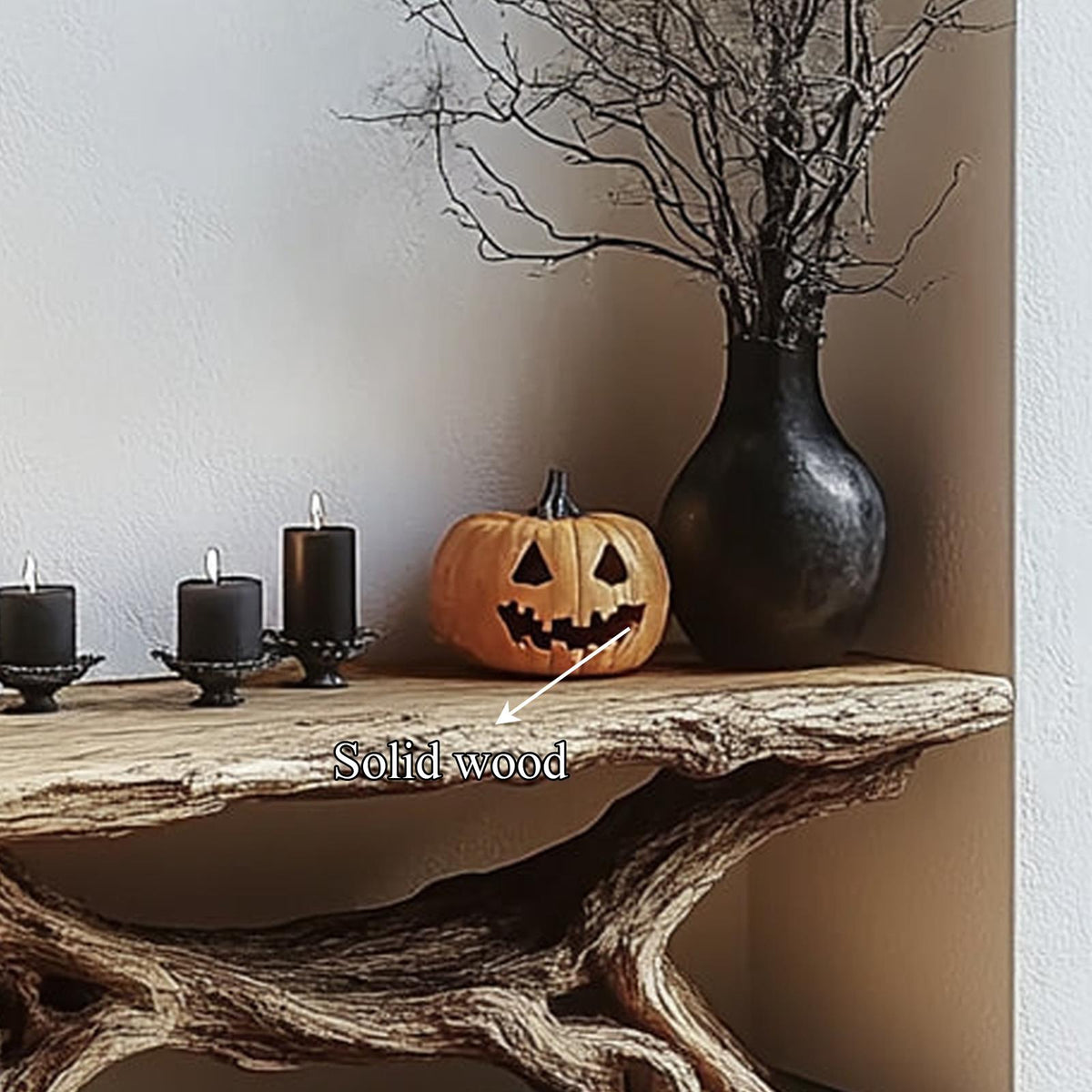 Rustic Entryway Table, Sculptural Solid Wood Tree Base, Handcrafted Live Edge Foyer Console Display Table