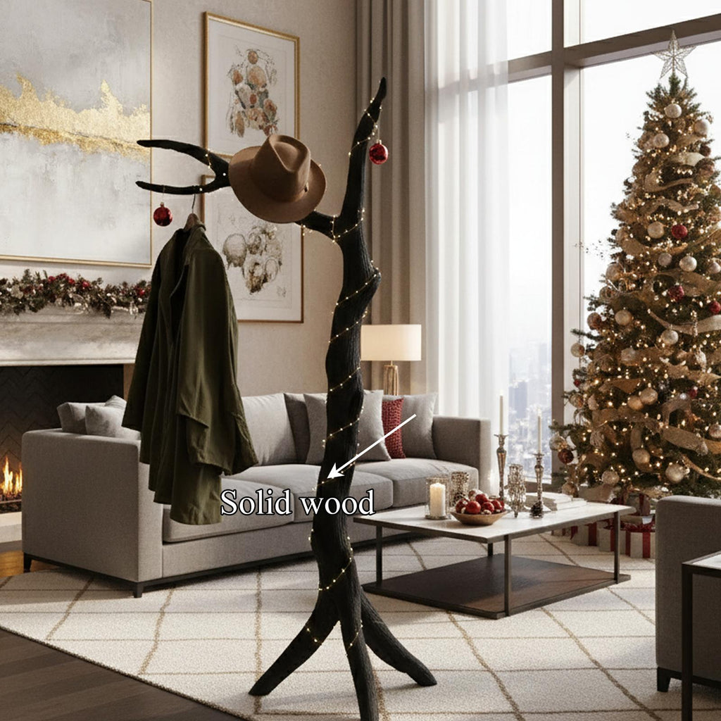 Rustic Tree Coat Rack Handcrafted Christmas Living Room Decor