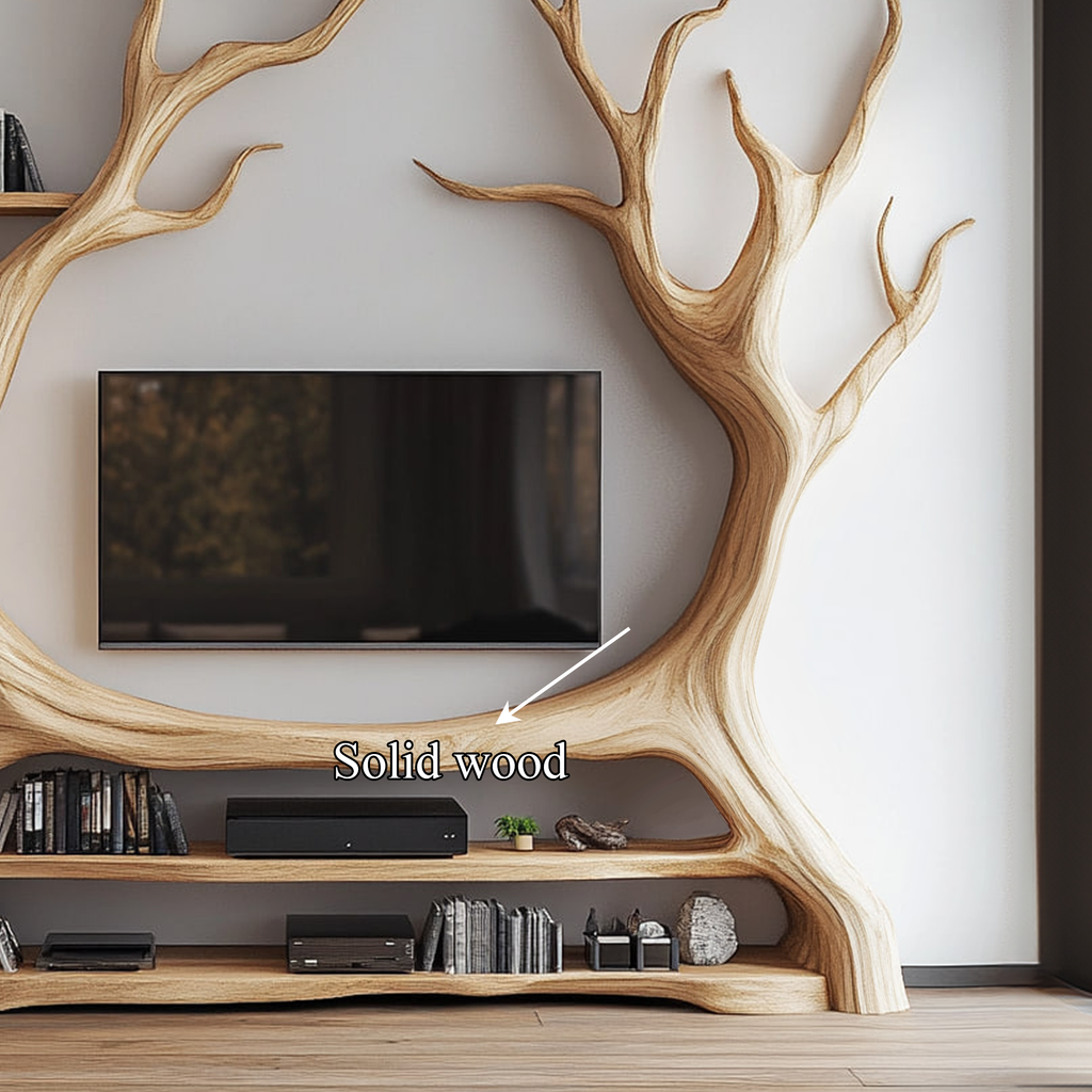 Tree Bookcase Cabinet TV Solid Wood Handmade Gitf