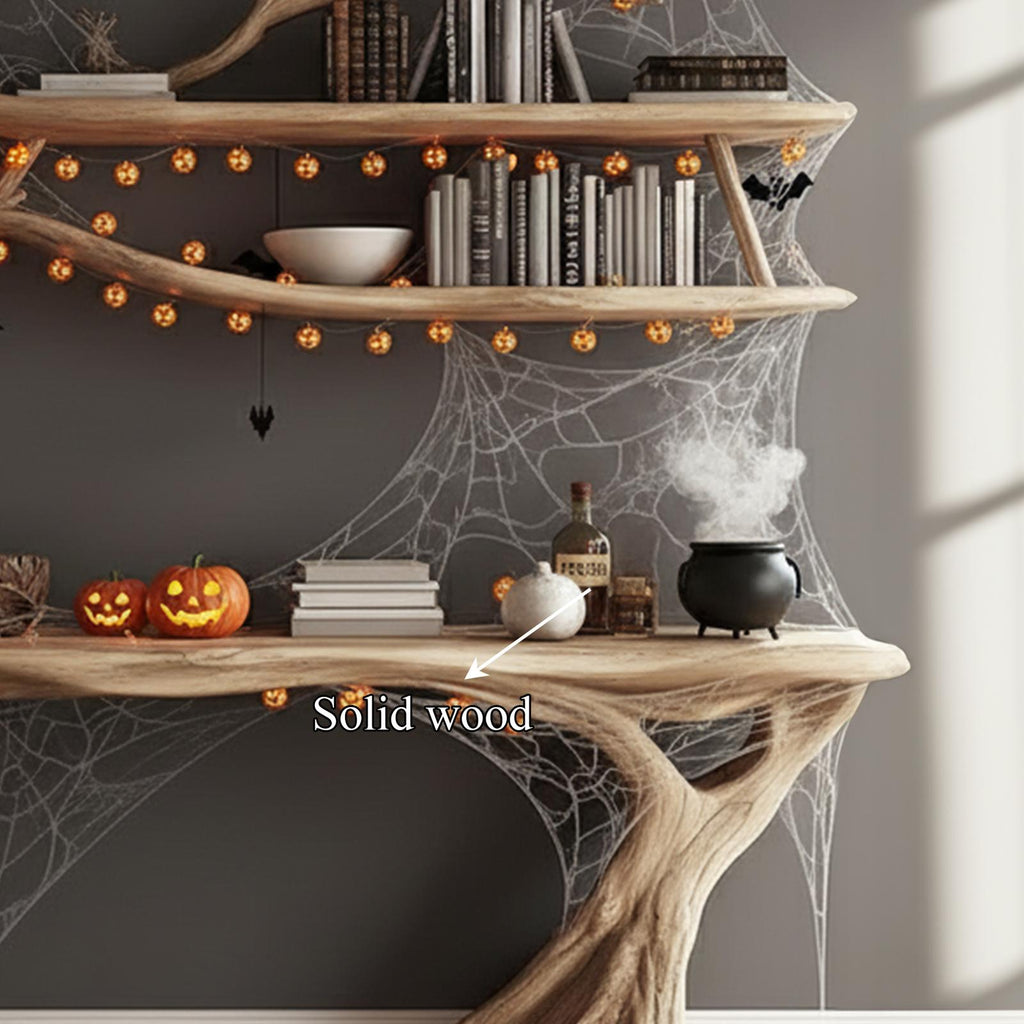 Mid-Century Wood Console Table, Rustic Tree Branch Accent Sofa Table, Spooky Gothic Living Room Decor Furniture