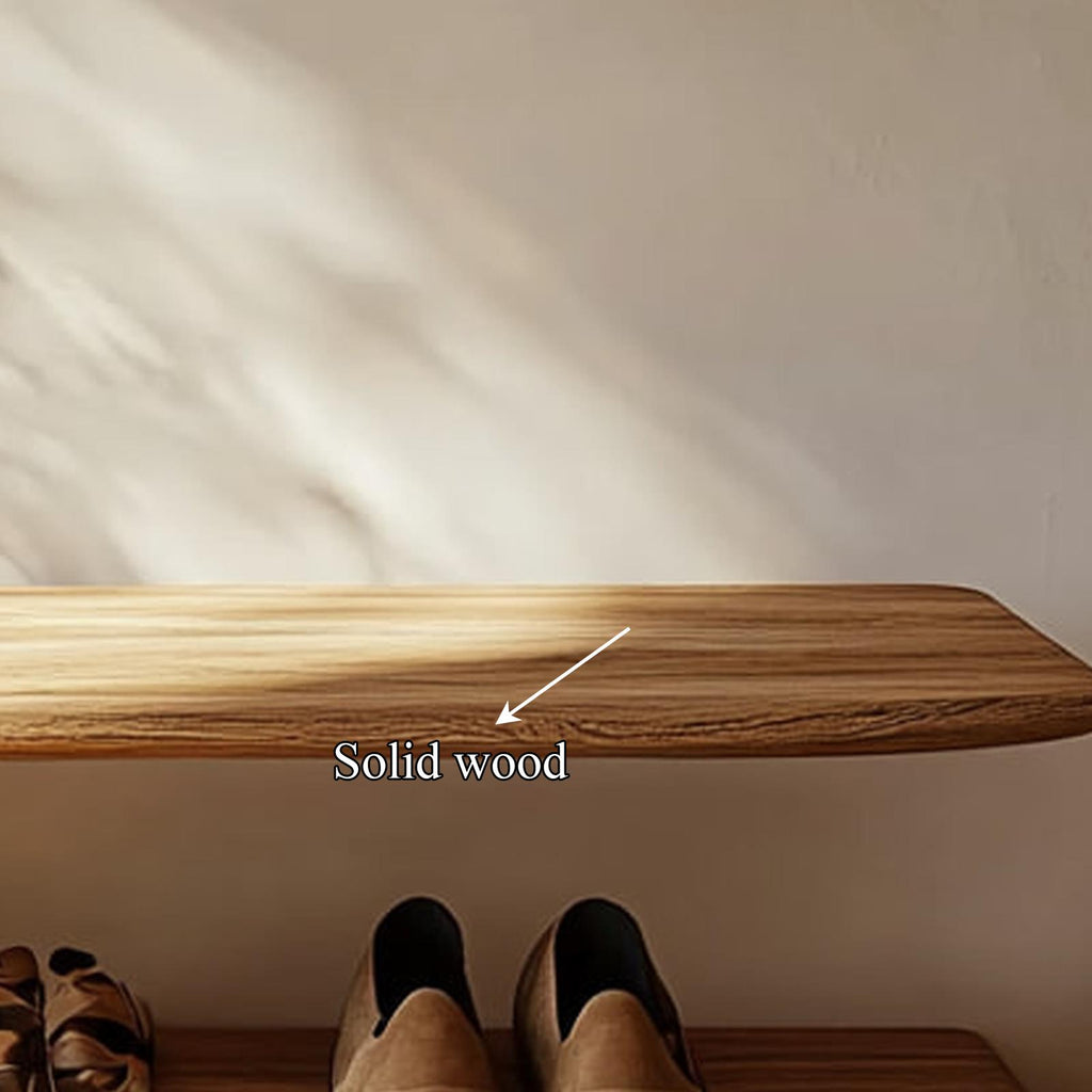 Mid Century Minimalist Wood Shoe Bench Entry Space