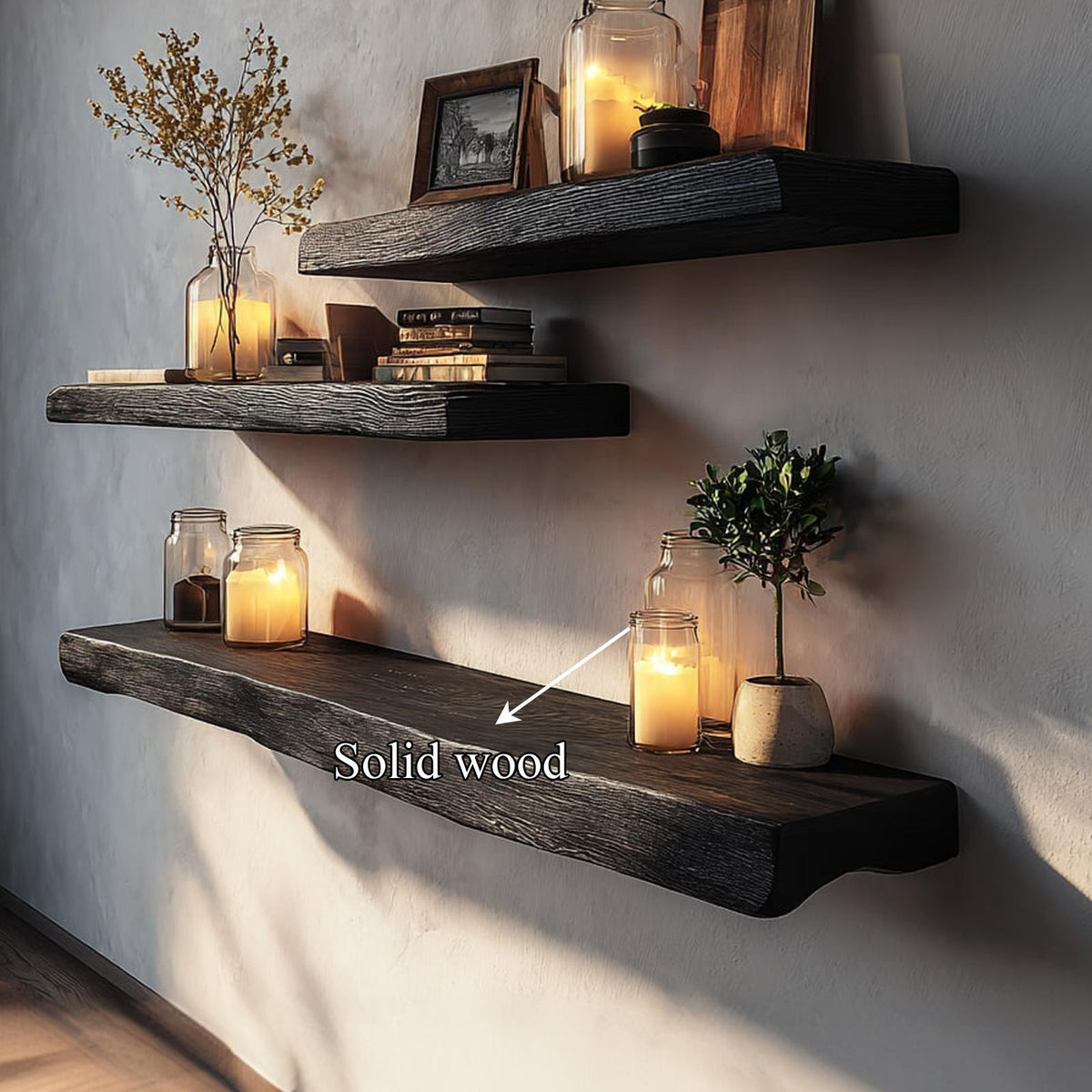 Rustic Floating Shelf Mood Light Living Room Or Bedroom