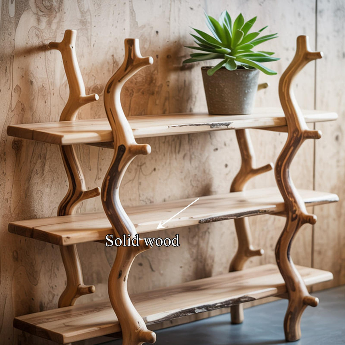 Rustic Wooden Branch Shelf Display Living Room Or Entryway