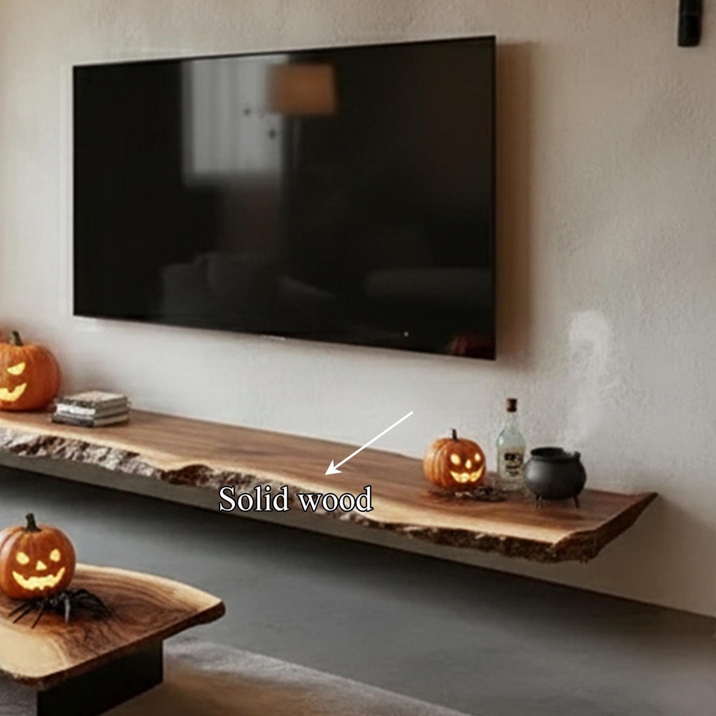 Rustic Floating Bar Shelves Halloween Decor Living Room