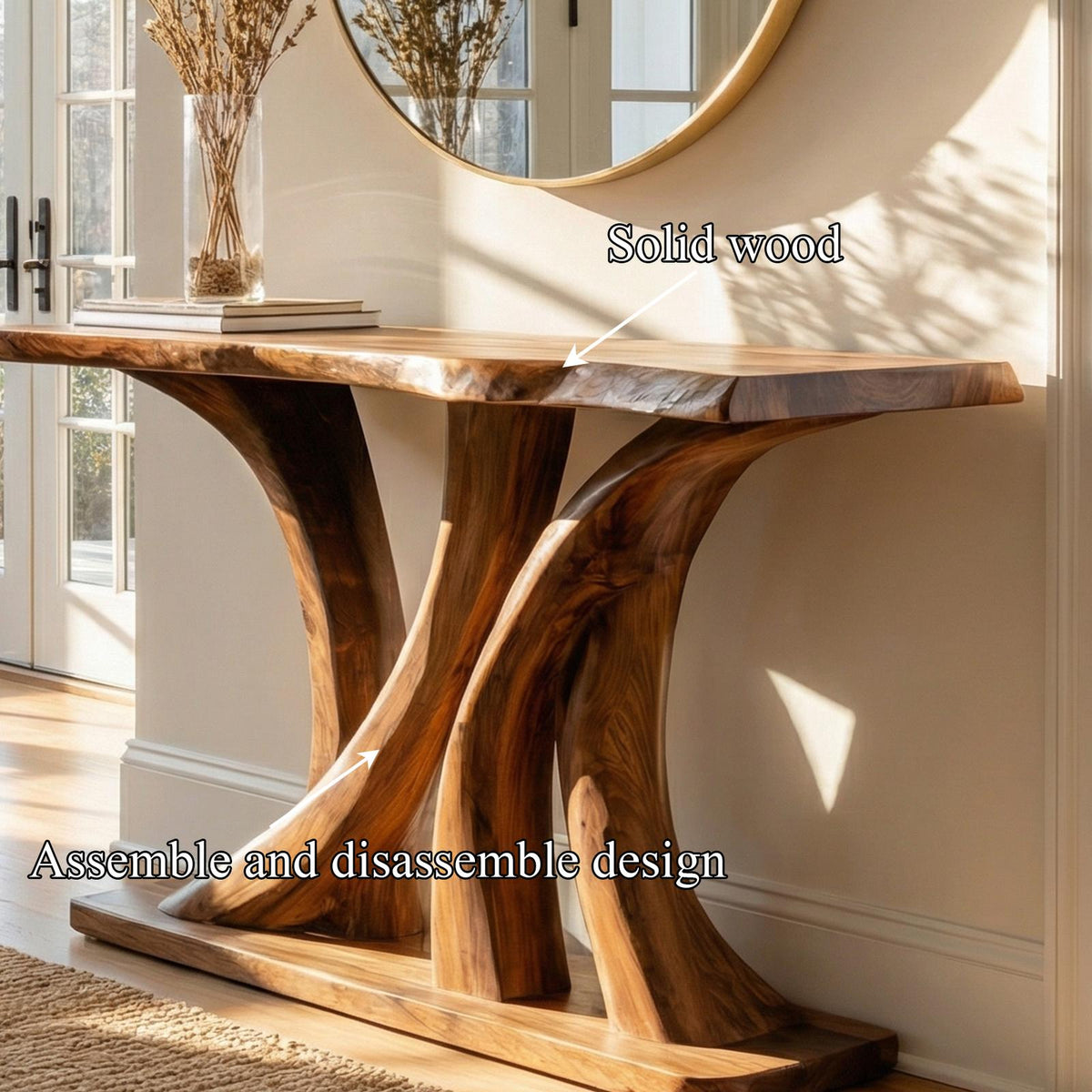 Modern Twin Pedestal Console Table Entryway Hallway Living Room