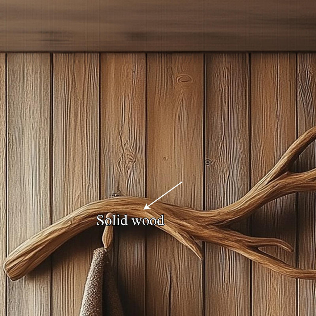 Natural Wood Branch Wall Rack Handcrafted Rustic Entryway Decor
