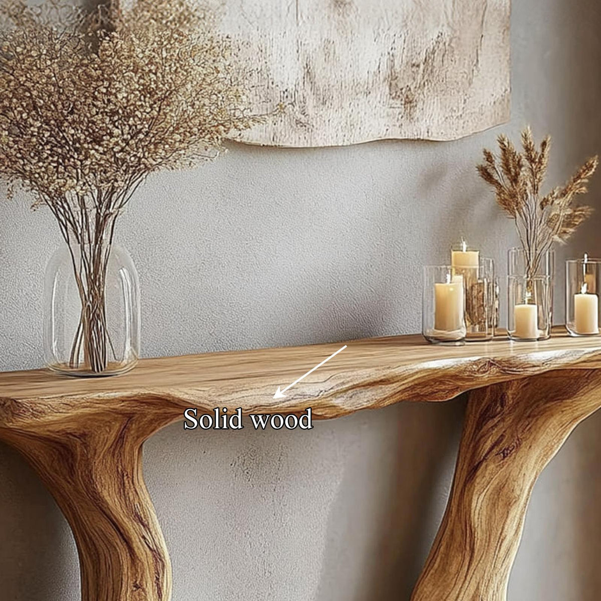 Organic Tree Root Console Table, Solid Wood Live Edge Entryway Table, Rustic Accent Table for Living Room