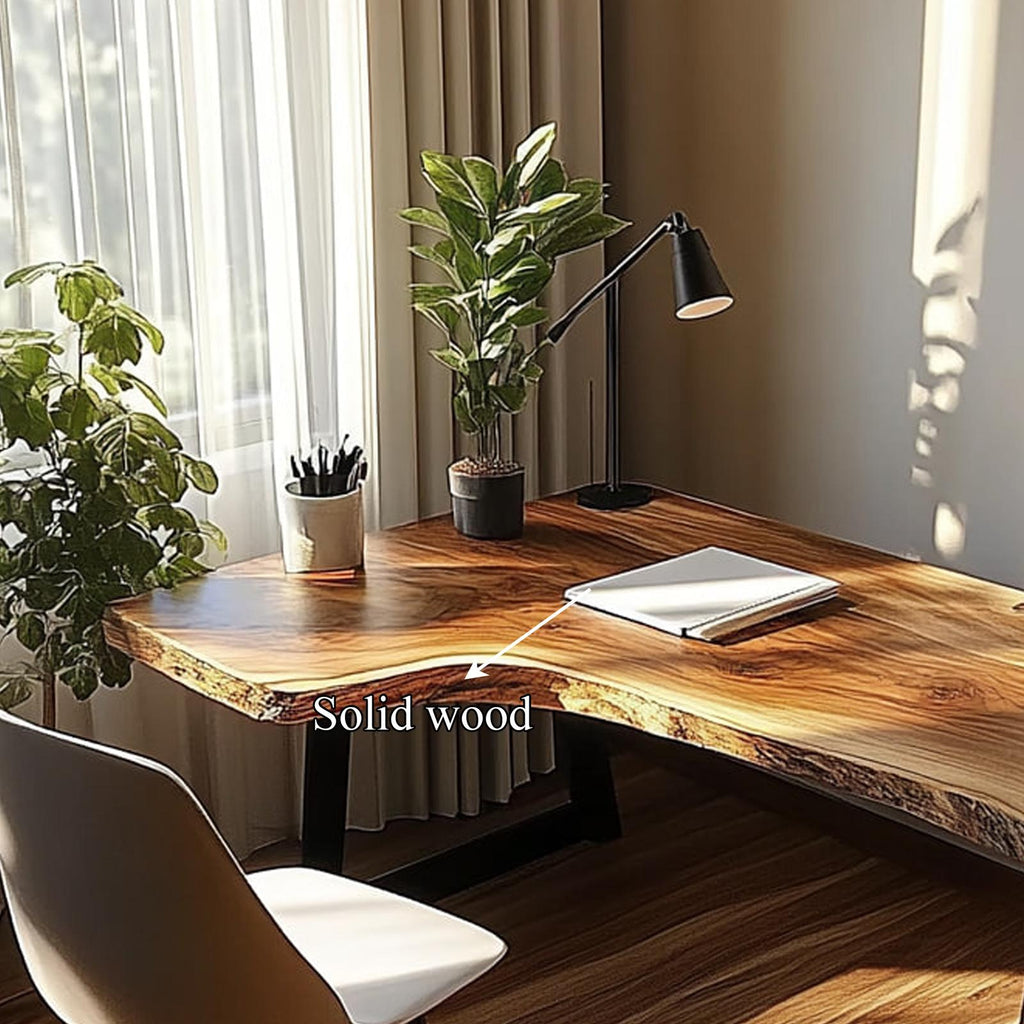 Rustic Artisan Work Desk, Solid Wood Handcrafted Writing Table for Bedroom Study, Reading Room Computer Desk