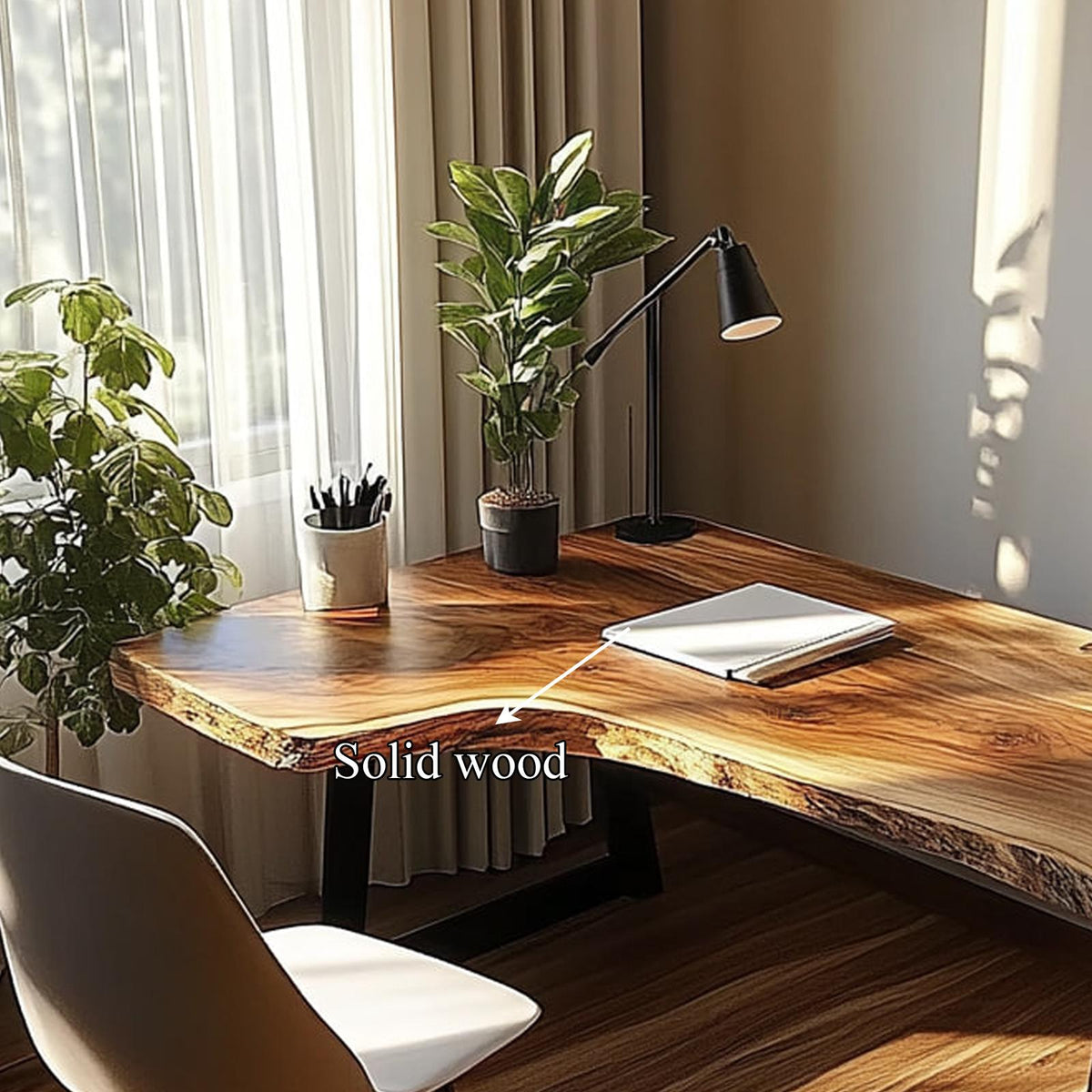 Rustic Artisan Work Desk, Solid Wood Handcrafted Writing Table for Bedroom Study, Reading Room Computer Desk