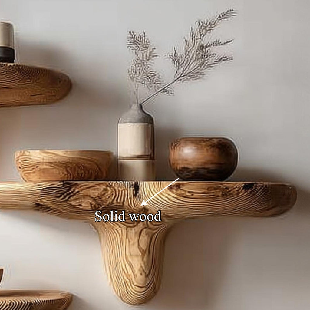 Midcentury Mushroom Floating Shelves Entryway