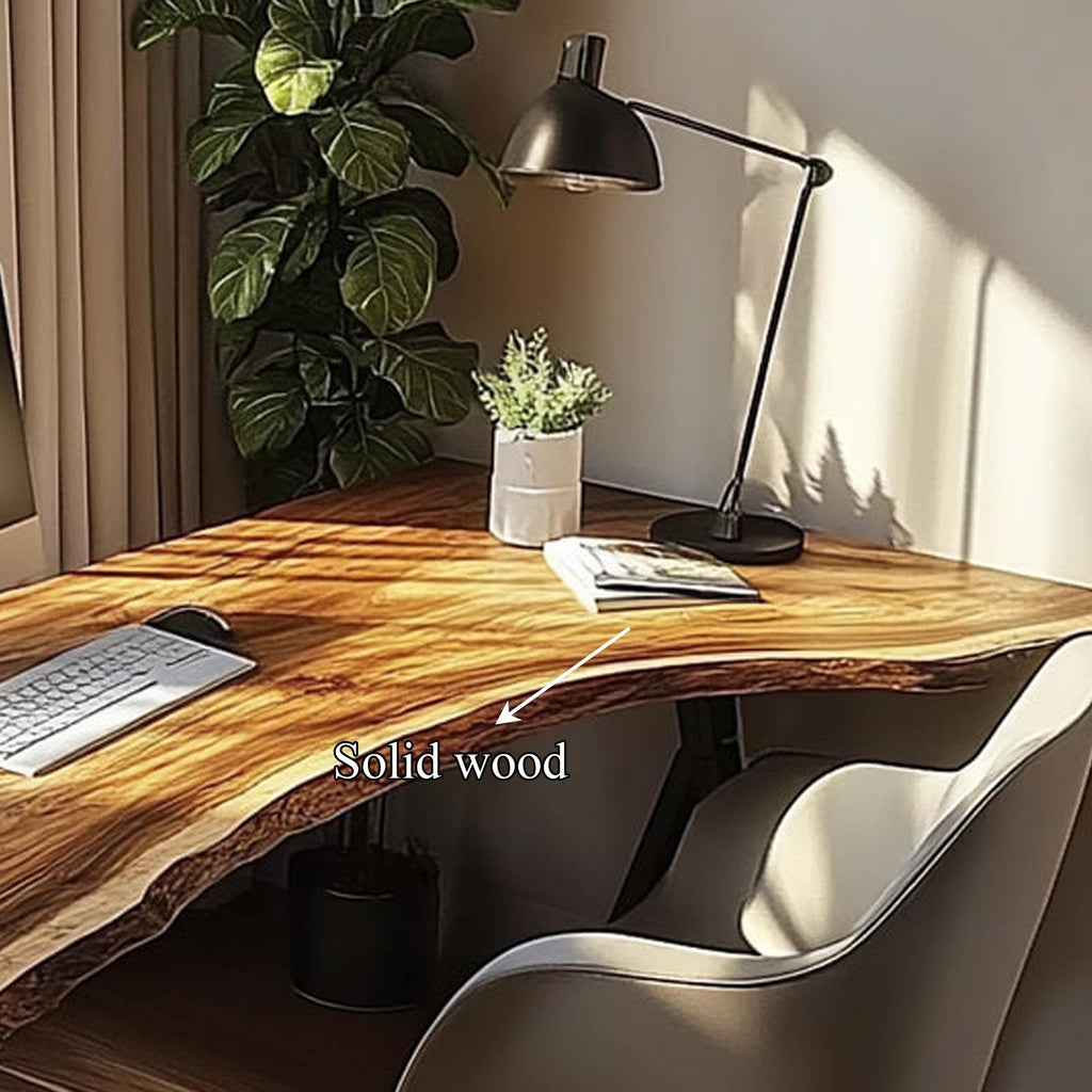 Modern Rustic Desk, Solid Wood Writing Computer Table for Bedroom, Art Studio & Home Office, Handcrafted Laptop Desk