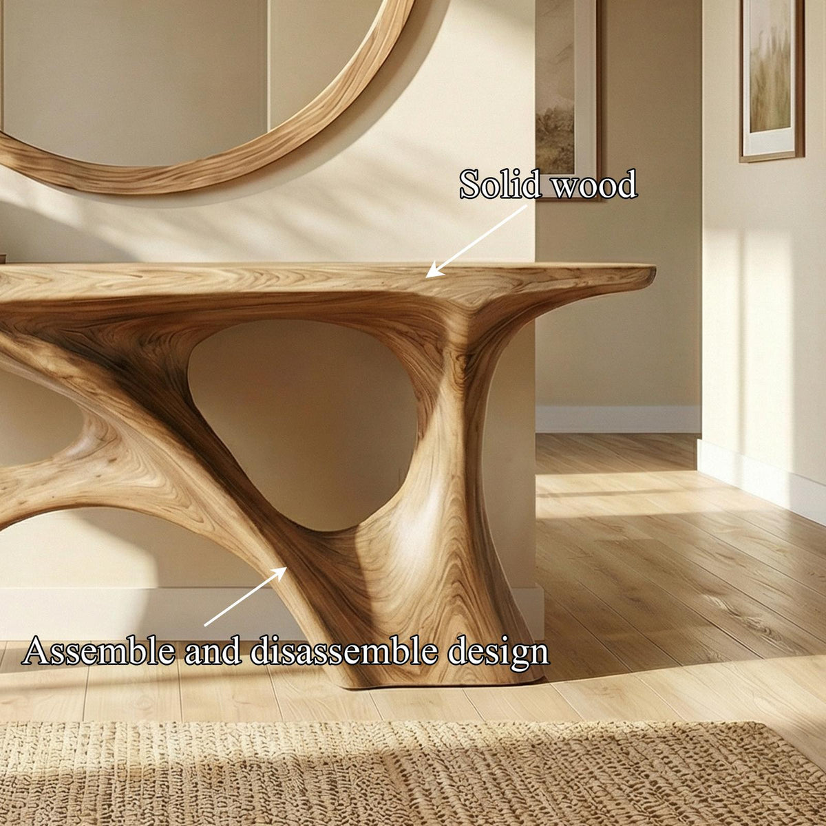 Organic Double Void Console Table Entryway Hallway Living Room