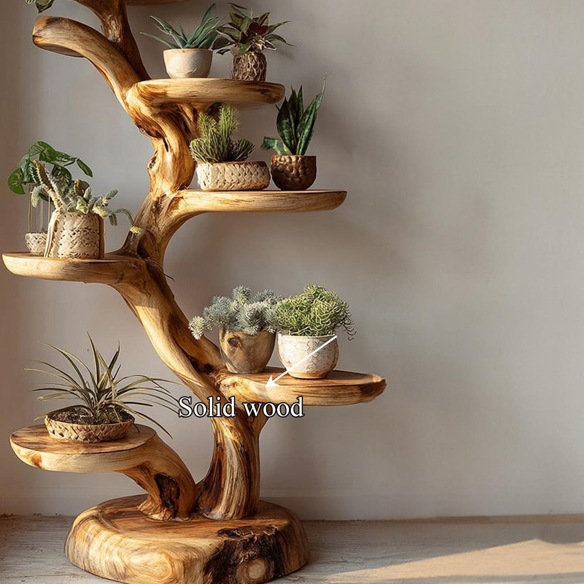 Rustic Tree Plant Stand Botanical Living Room