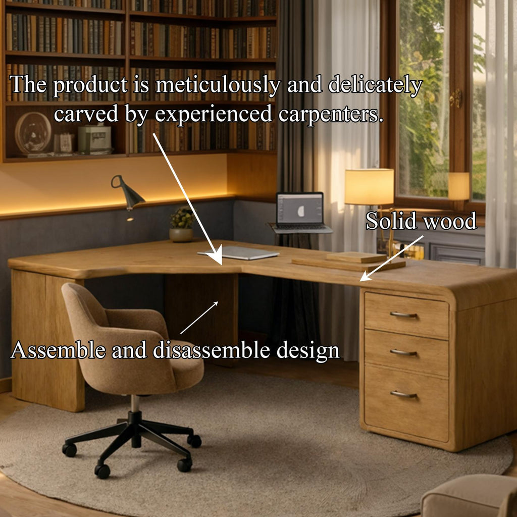 Modern L Shape Wooden Desk Home Office Corner Workstation Study Table