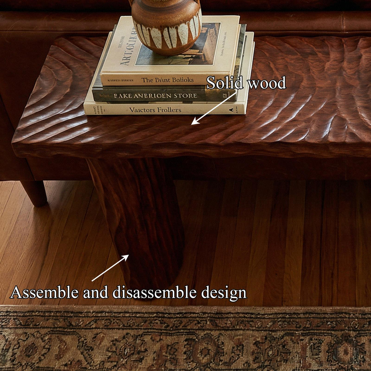 Rustic Textured Solid Wood Console Table, Sofa Back Narrow Entryway & Hallway Display Table