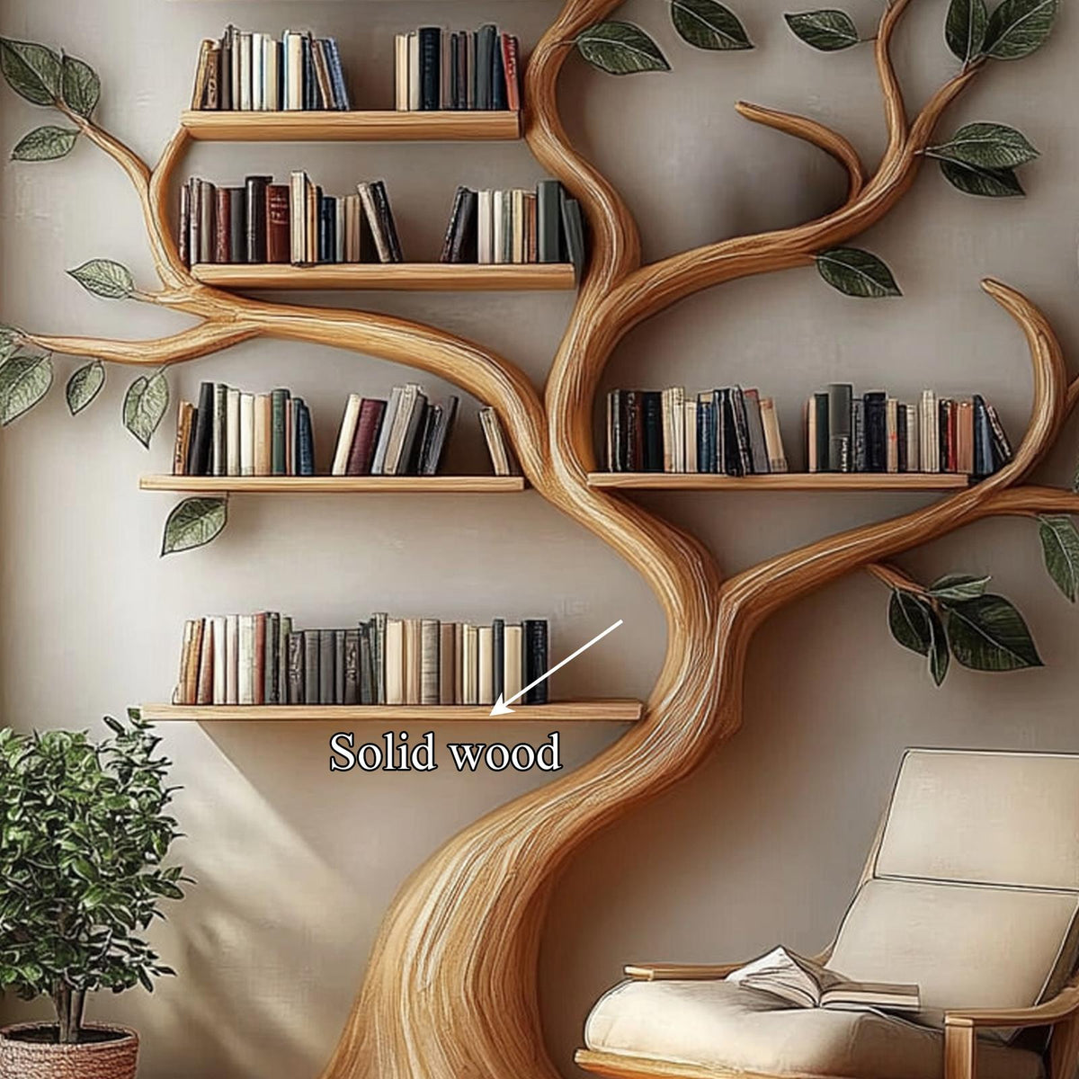 Rustic Branch Bookshelf Bedroom Reading Nook Or Home Library