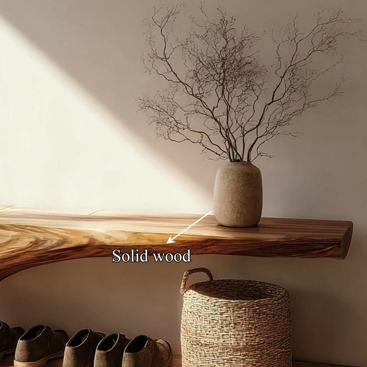 Rustic Handcrafted Wood Shoe Organizer Bench Entryway