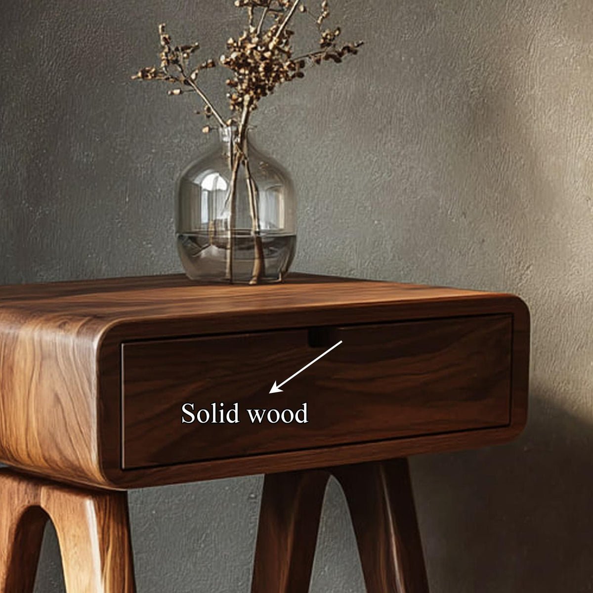 Modern Minimalist Wood Nightstand, Sleek Bedside Table End Table with Drawer for Guest Bedroom, Model