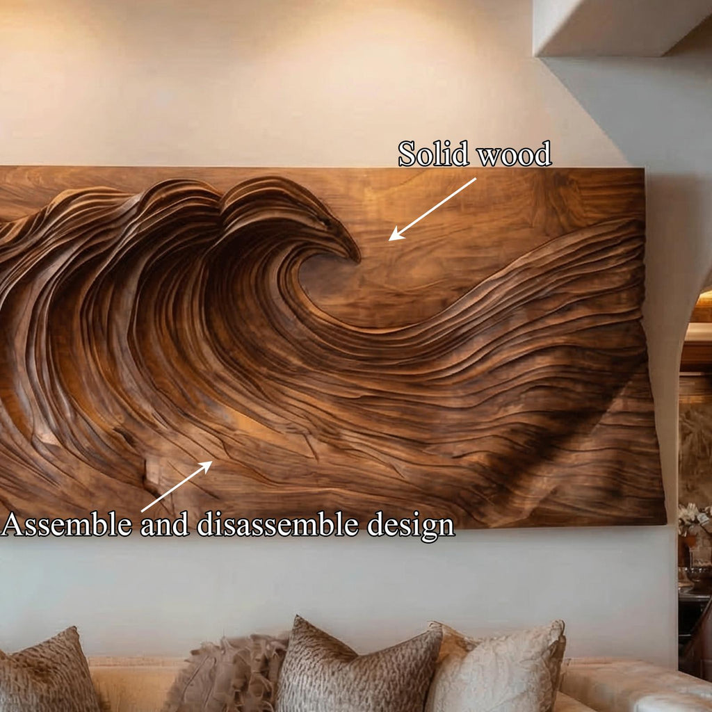 Modern Ocean Wave Wood Wall Art Living Room Wall Decor