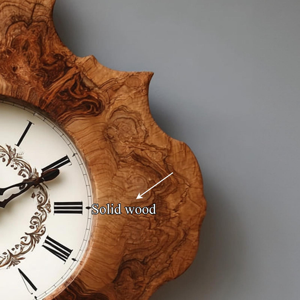 Rustic Unique Wood Wall Clock, Handcrafted Large Live Edge Tree Slice Silent Clock for Dining Area, Model