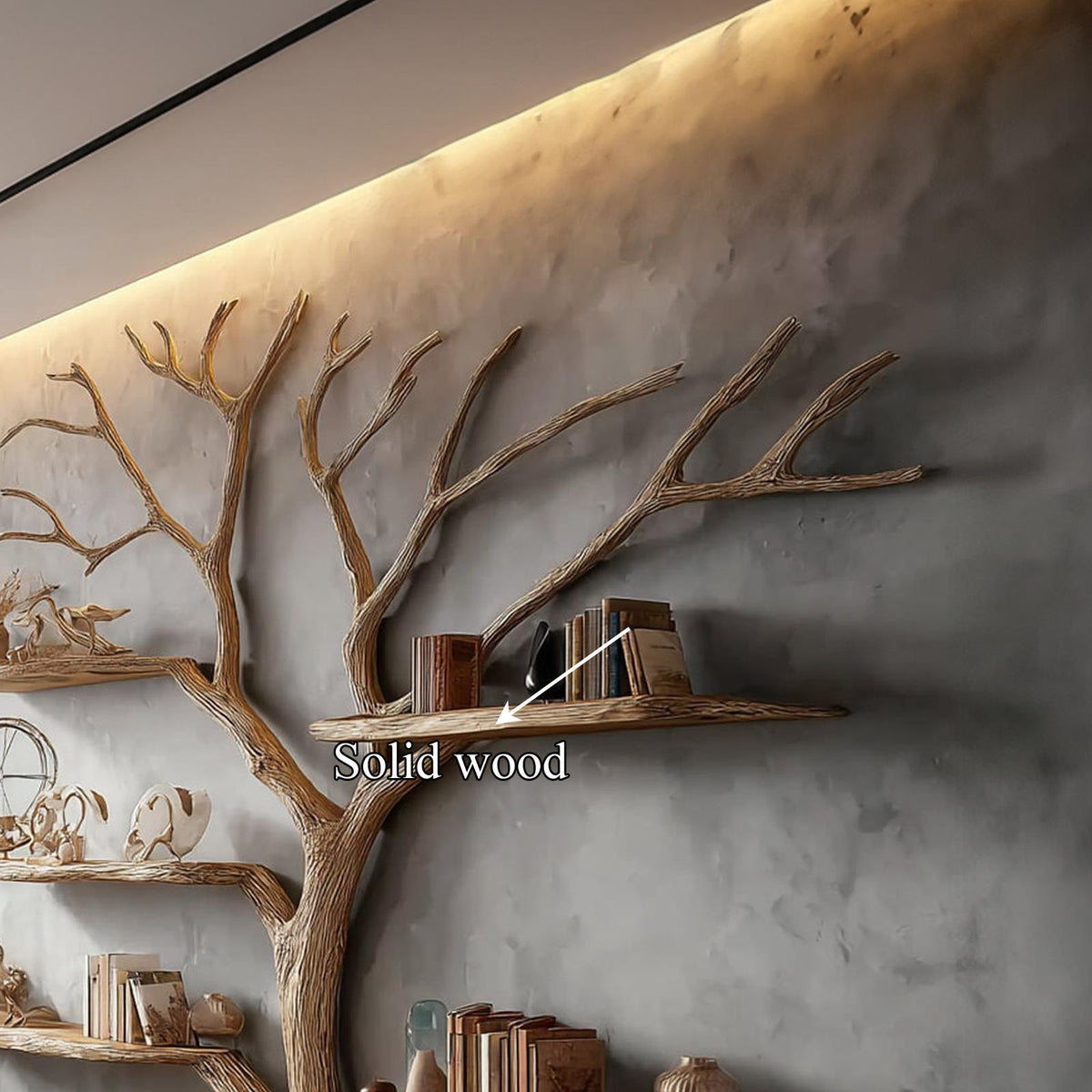 Rustic Tree Shaped Bookshelf Home Office Artistic Display