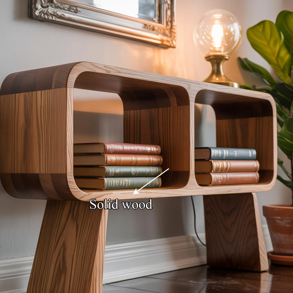 Mid Century Modern Minimalist Wood Console Table, Sleek Laptop Writing Desk for Study & Living Room