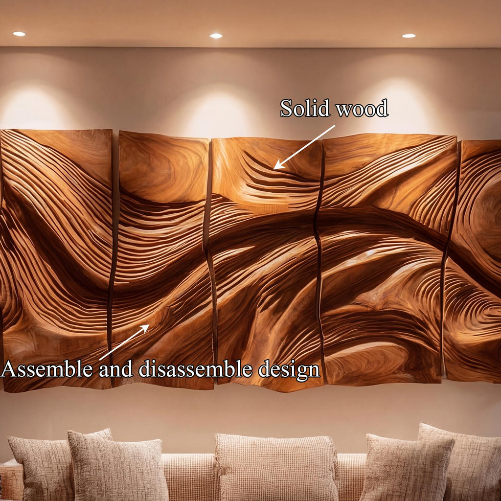 Modern Abstract Carved Wood Wall Art Living Room Wall Decor