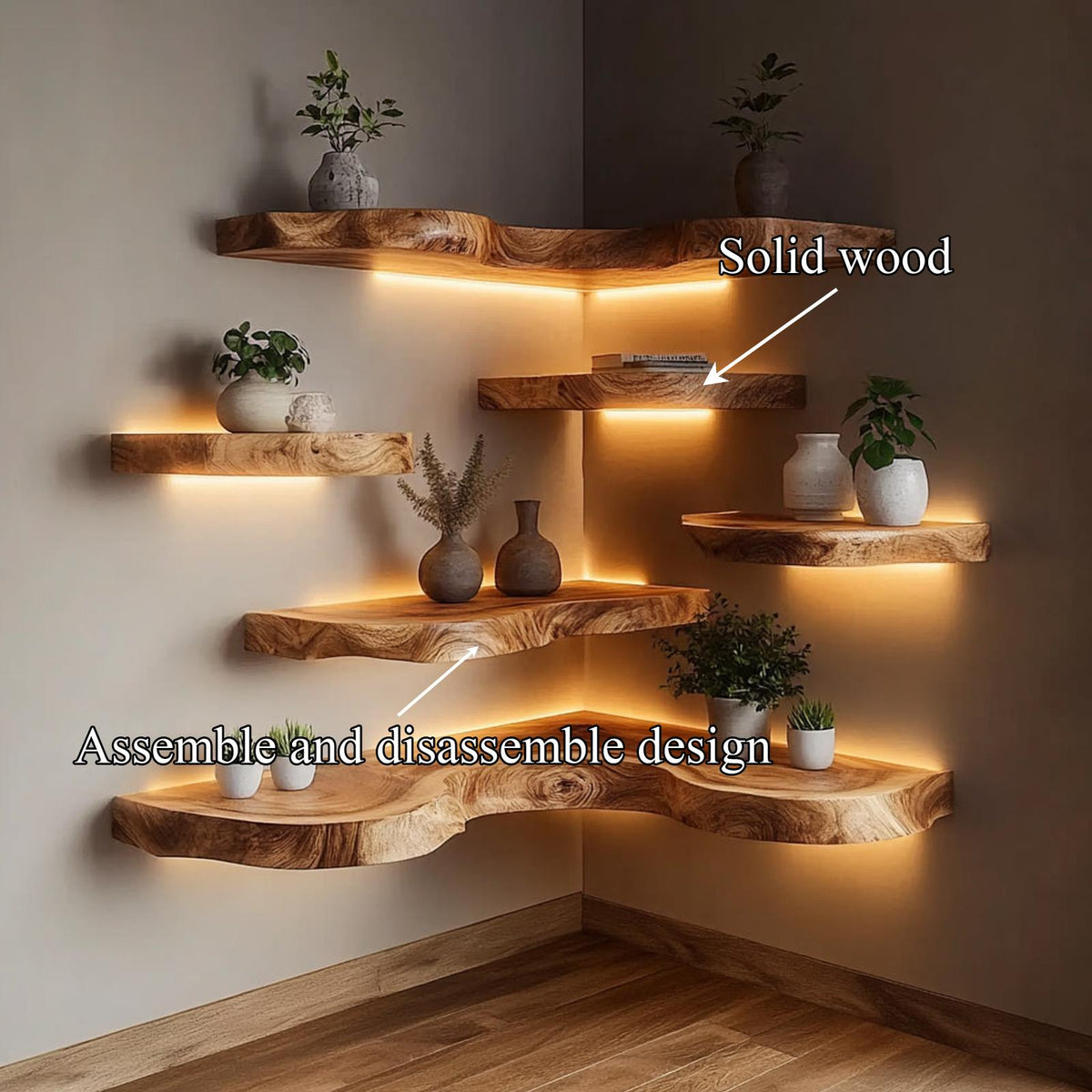 Rustic Floating Corner Shelf For Home Styling