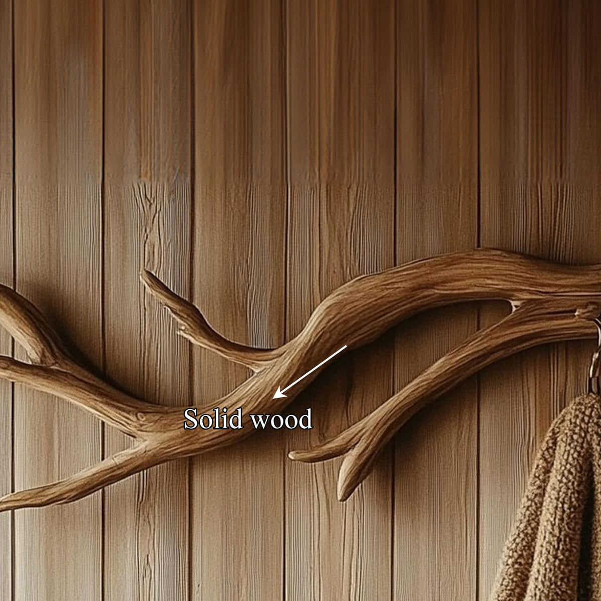 Organic Branch Wall Hook Solid Wood Rustic Entryway Accent