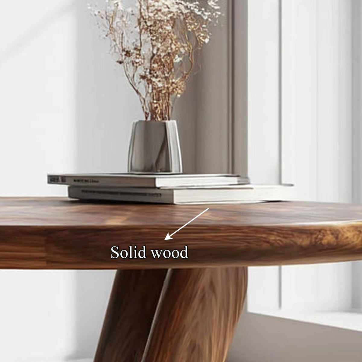 Modern Sculptural V Base Coffee Table, Unique Solid Wood Geometric Art Centerpiece Table for Living Room, Lounge