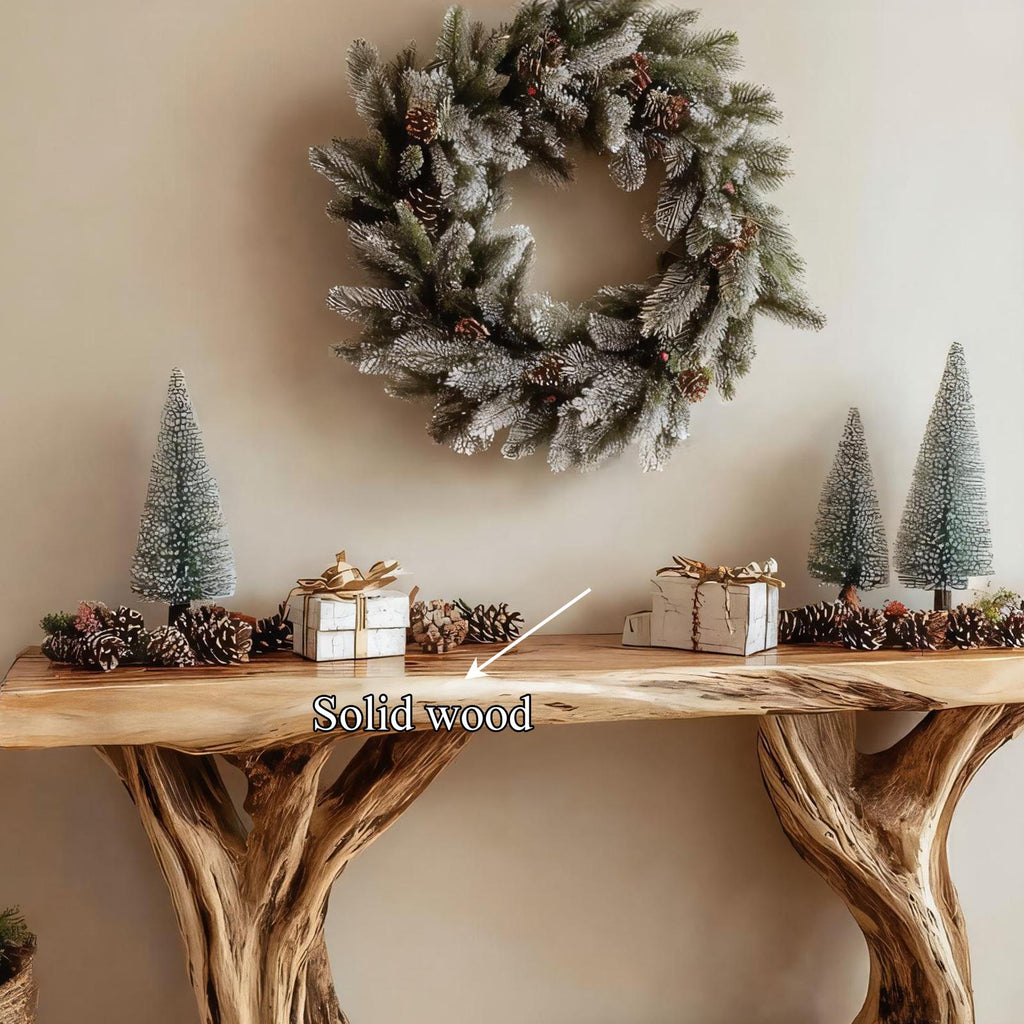 Rustic Live Edge Console Table, Handcrafted Solid Wood Slab Accent Table, Foyer & Living Room Holiday Decor