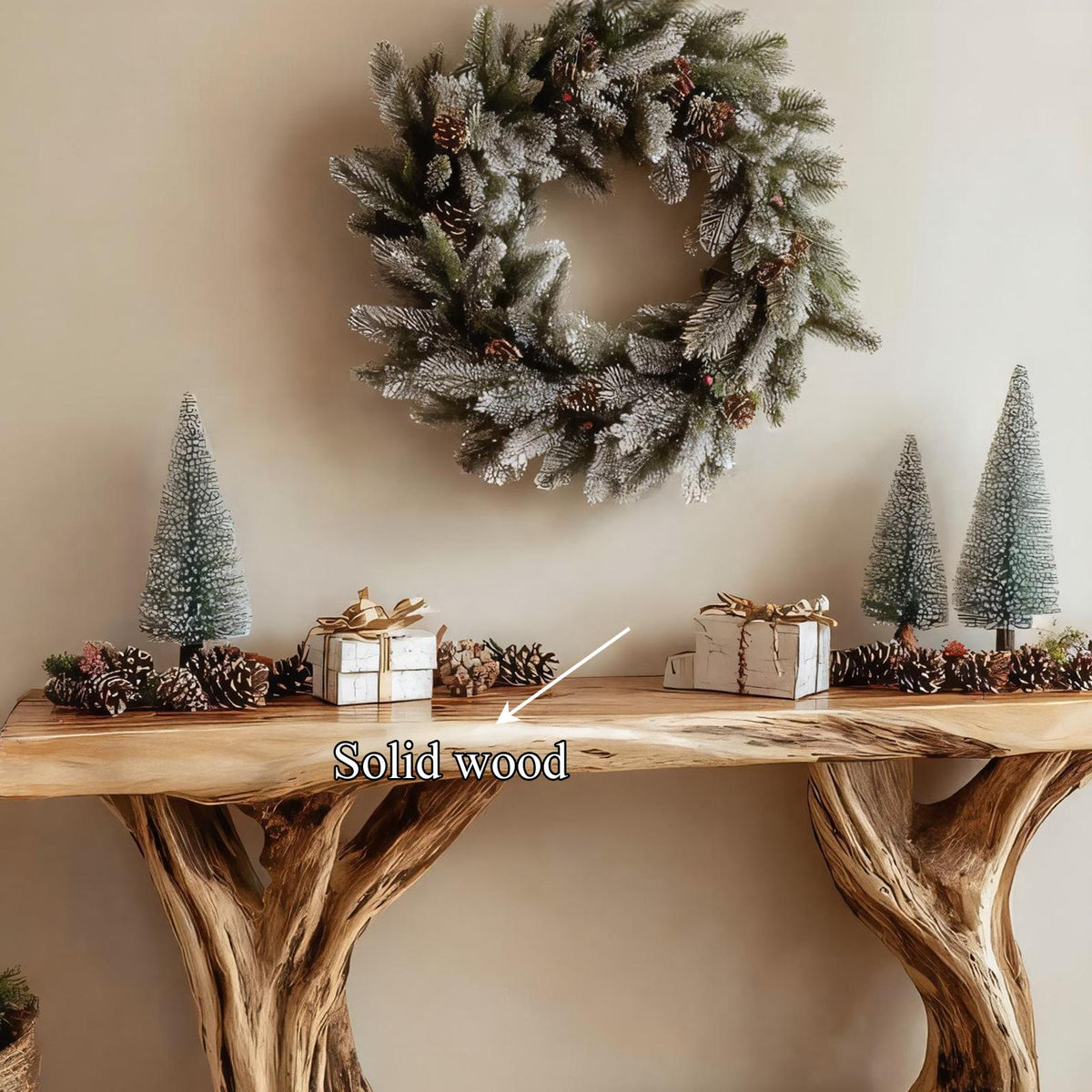 Rustic Live Edge Console Table, Handcrafted Solid Wood Slab Accent Table, Foyer & Living Room Holiday Decor