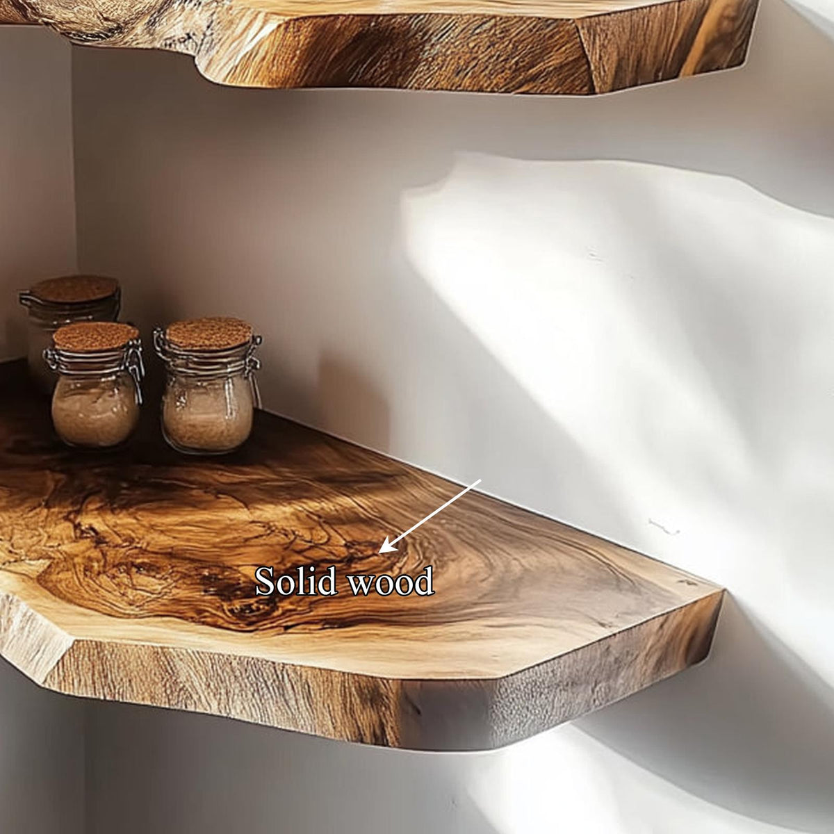 Rustic Corner Shelf Live Edge Floating Design Kitchen Or Bedroom