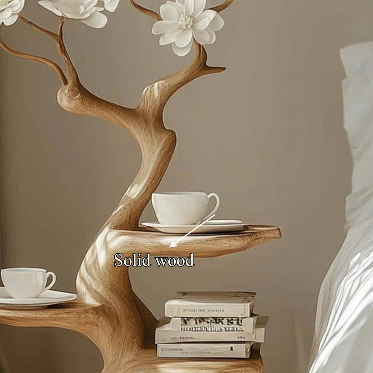 Rustic Decorative Wooden Side Table, Handcrafted Accent End Table & Bedside Nightstand for Living Room, Reading Nook