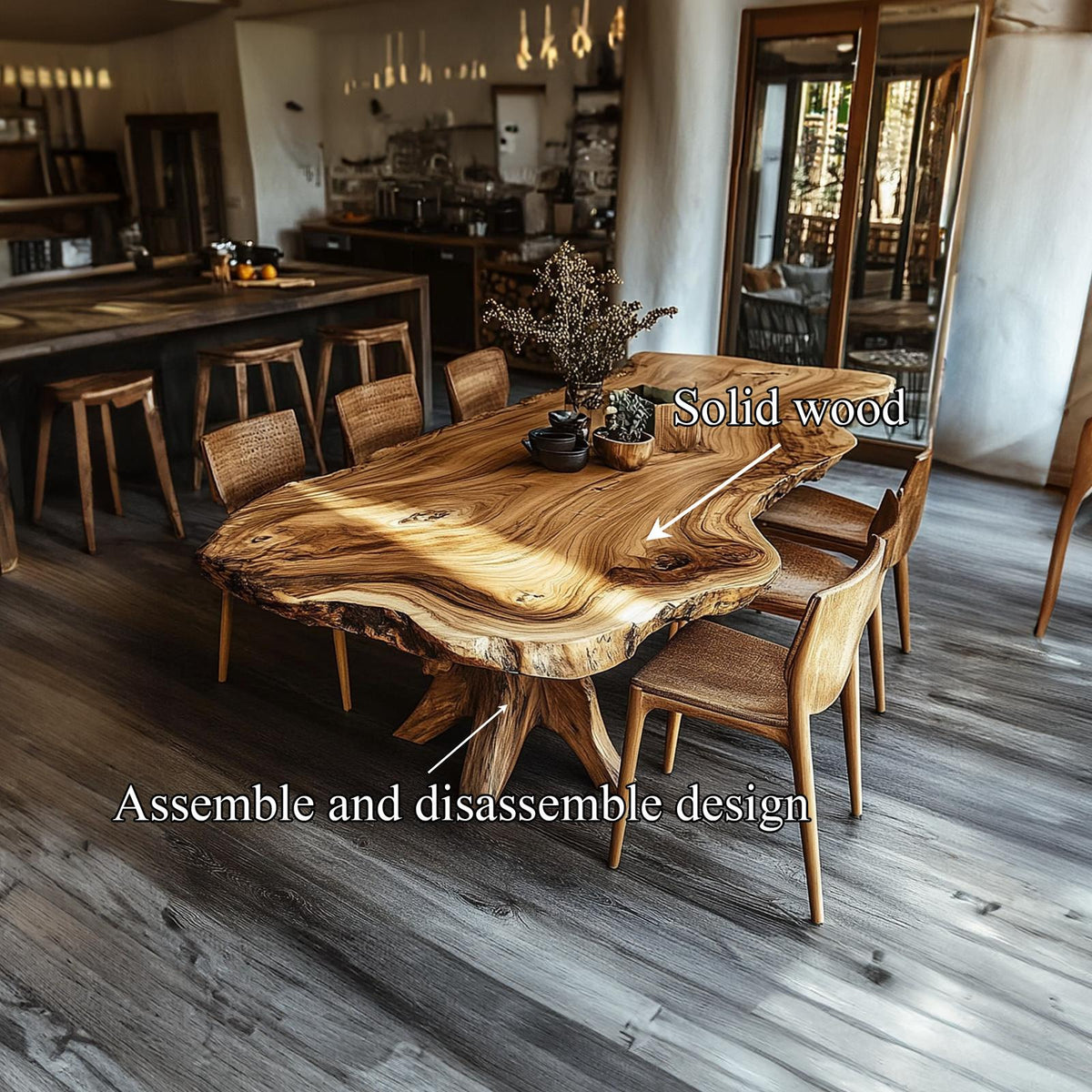 Live Edge Dining Table Handmade Natural For Kitchen