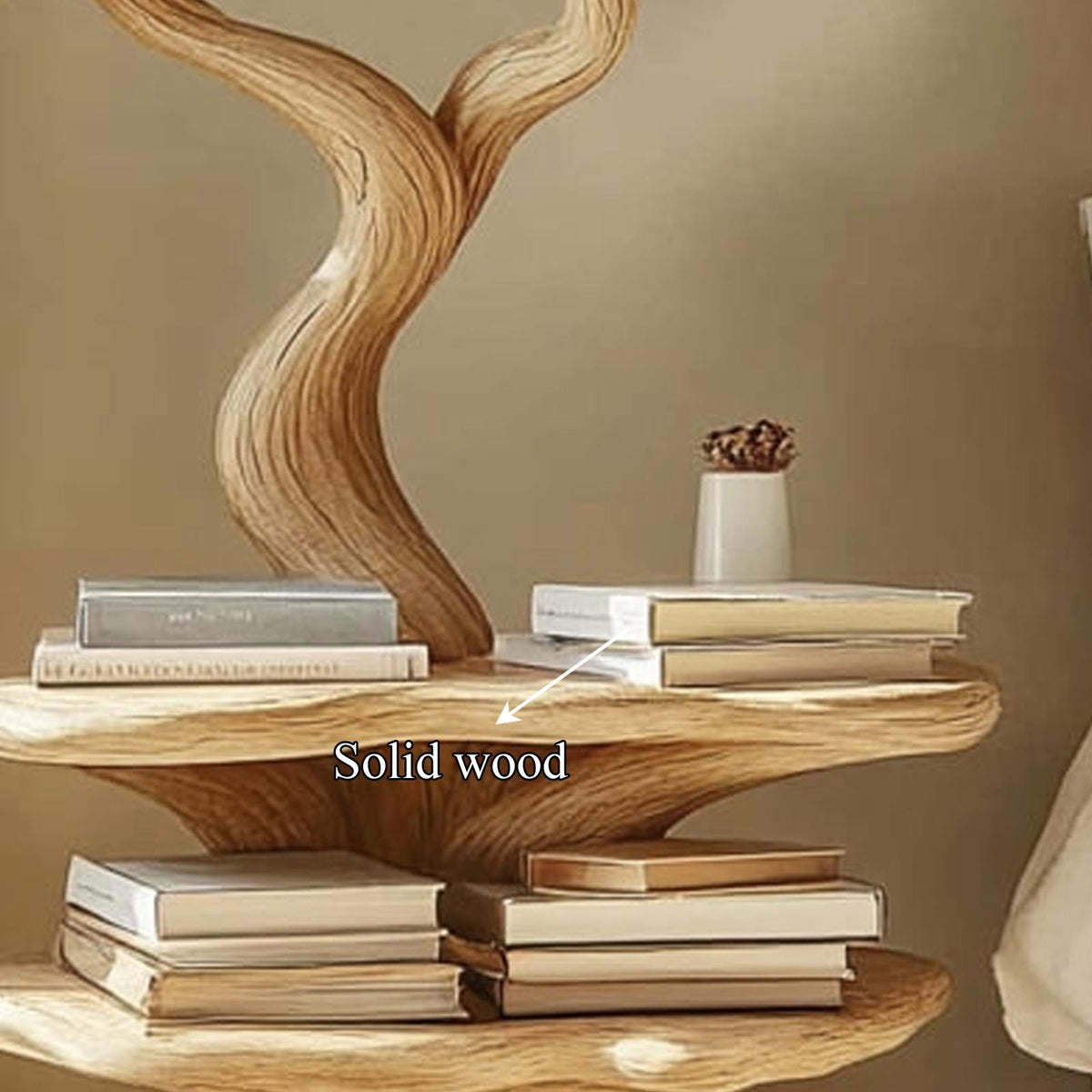 Artistic Rustic Wood Nightstand, Handcrafted Modern Bedside Table & Small Accent End Table for Bedroom Decor