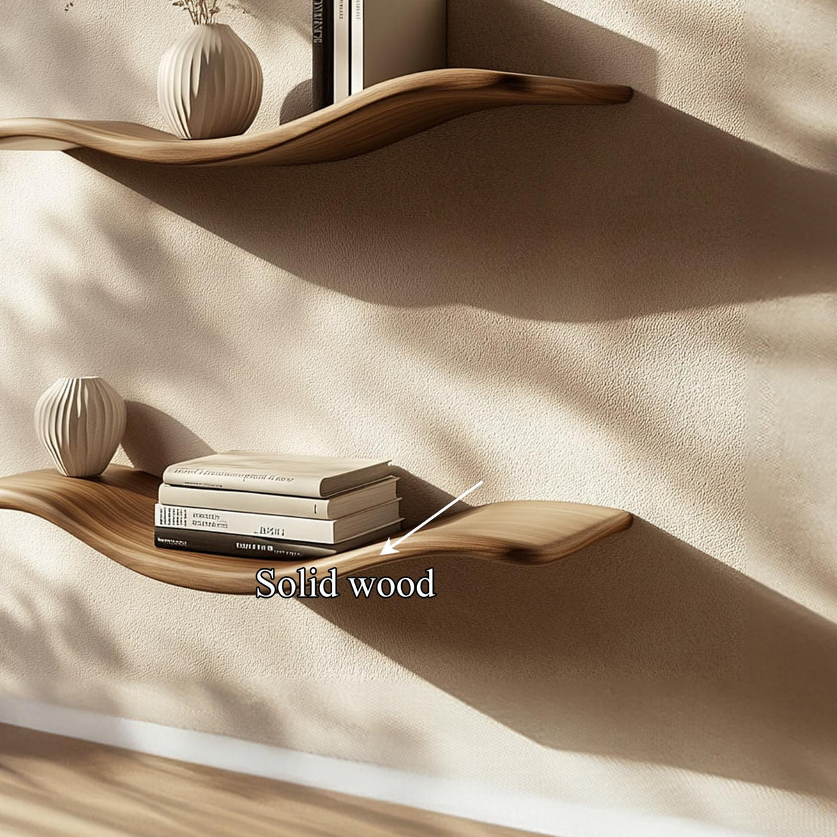 Rustic Wave Floating Shelf Ambient Wall Living Room Or Study Room