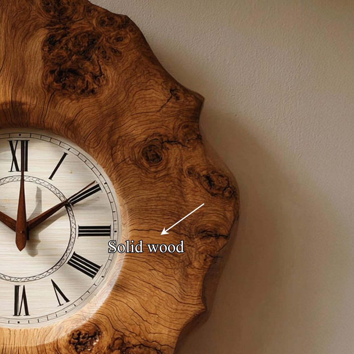 Handcrafted Organic Wood Wall Clock Kitchen Or Dining Room