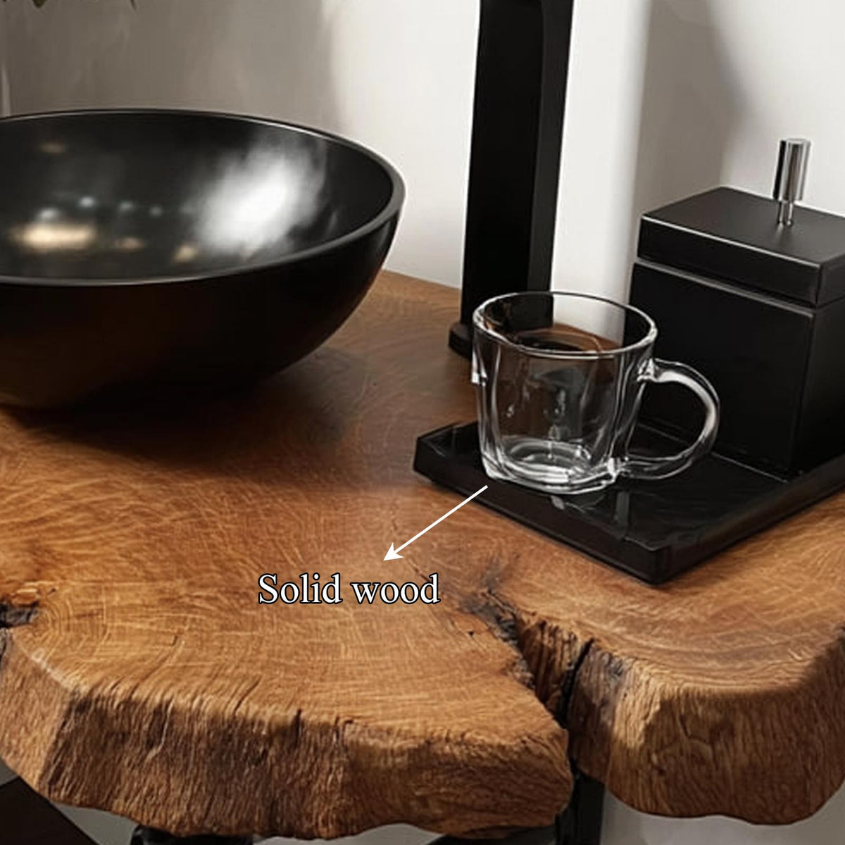 Mid-Century Floating Shelf, Narrow Solid Wood Washroom Vanity, Small Bathroom Single Sink Countertop Shelf