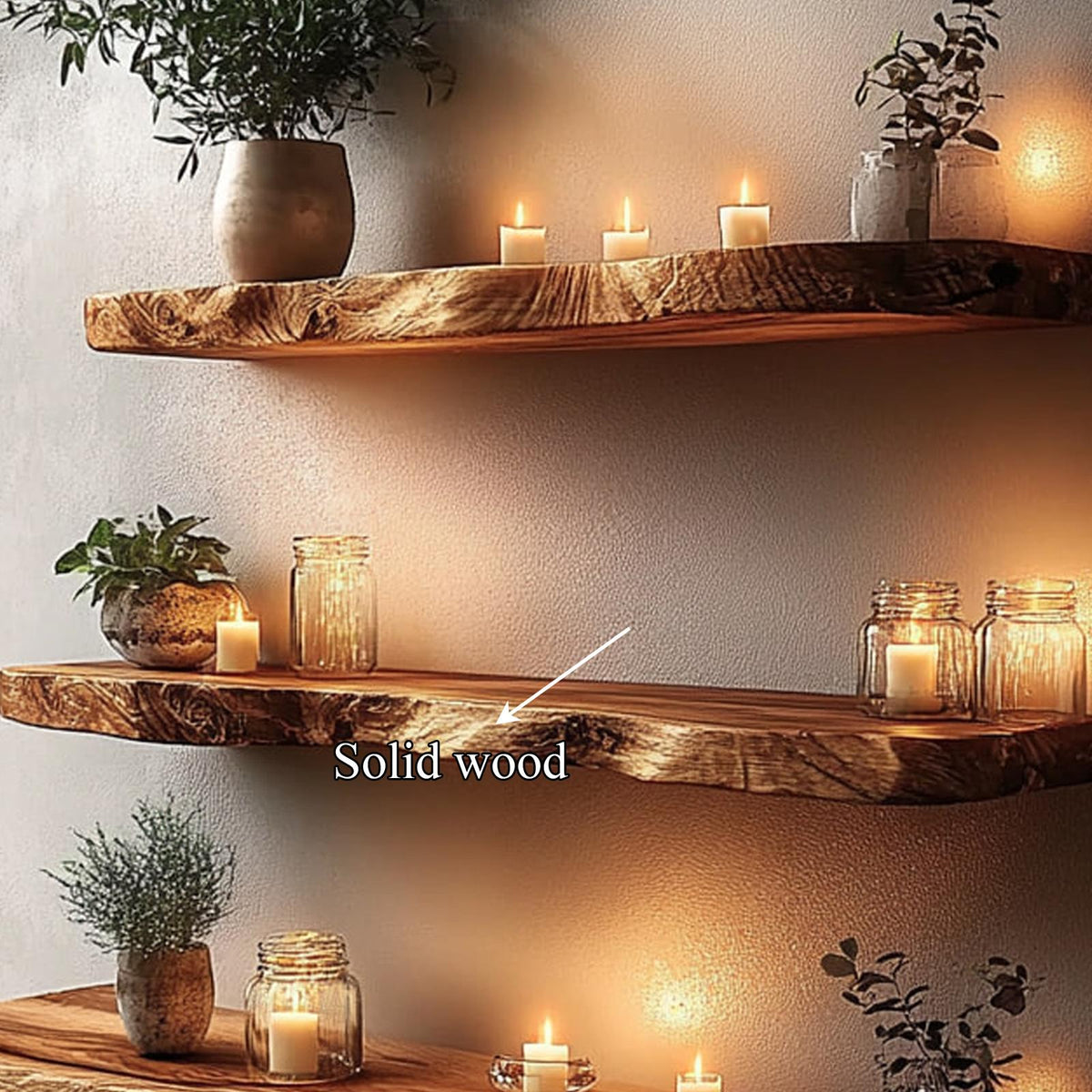 Rustic Live Edge Wood Corner Display Bookshelf, Wall Mounted Space-Saving Floating Organizer Shelf for Study, Living Room