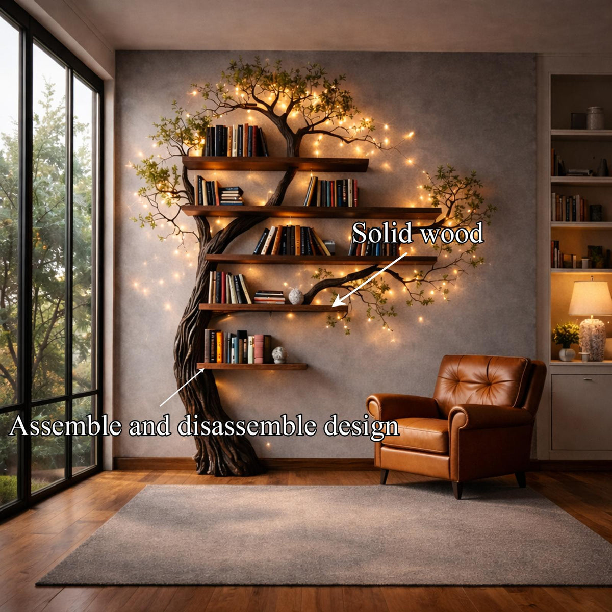 Organic Modern Wall Mounted Bookshelf For Living Room And Study