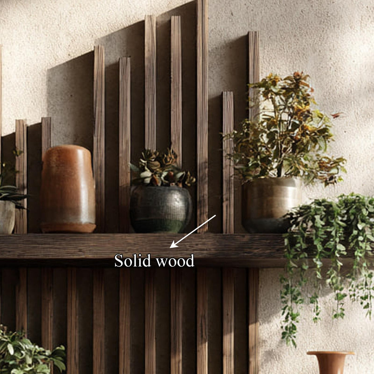 Rustic Modern Wooden Wall Shelf Plant Display Decor