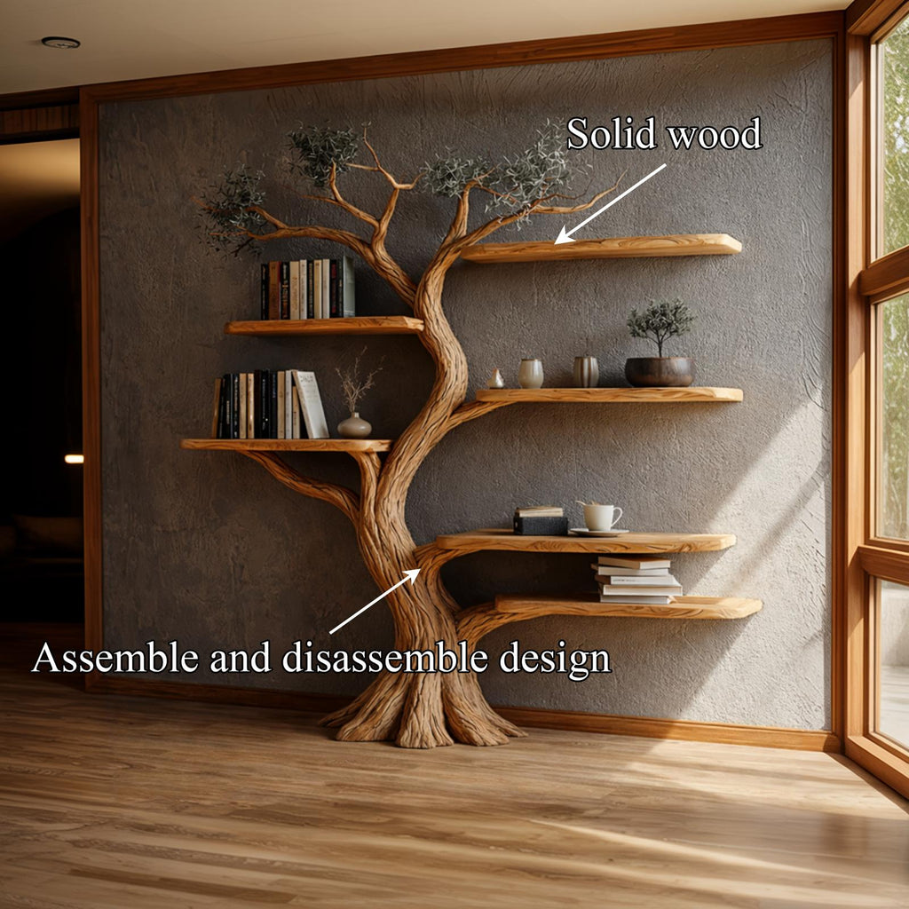Natural Wood Tree Bookshelf Interior Design