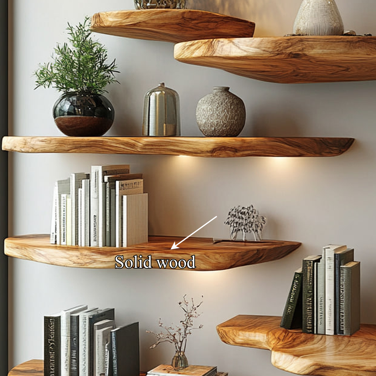 Rustic Live Edge Wall Shelf Living Room Or Bedroom